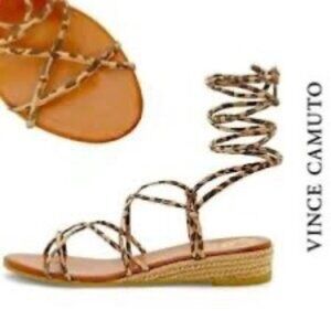Vince Camuto Prasetta Gladiator Wedge Sandals‎ Size 8 Cheetah Print Leather